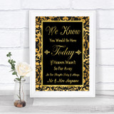 Black & Gold Damask Loved Ones In Heaven Personalized Wedding Sign