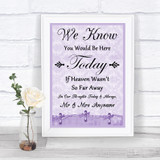 Lilac Shabby Chic Loved Ones In Heaven Personalized Wedding Sign