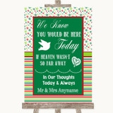 Red & Green Winter Loved Ones In Heaven Personalized Wedding Sign