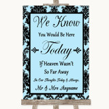 Sky Blue Damask Loved Ones In Heaven Personalized Wedding Sign