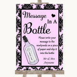 Baby Pink Damask Message In A Bottle Personalized Wedding Sign