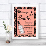 Coral Damask Message In A Bottle Personalized Wedding Sign