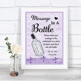 Lilac Shabby Chic Message In A Bottle Personalized Wedding Sign