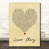 Taylor Swift Love Story Vintage Heart Song Lyric Quote Music Poster Print