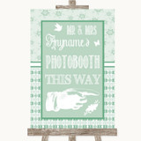 Winter Green Photobooth This Way Right Personalized Wedding Sign