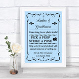 Blue Pick A Prop Photobooth Personalized Wedding Sign