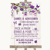 Purple Rustic Wood Pick A Prop Photobooth Personalized Wedding Sign