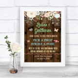 Rustic Floral Wood Pick A Prop Photobooth Personalized Wedding Sign