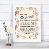 Vintage Roses Plant Seeds Favours Personalized Wedding Sign