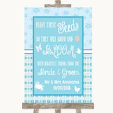 Winter Blue Plant Seeds Favours Personalized Wedding Sign