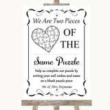 Black & White Puzzle Piece Guest Book Personalized Wedding Sign