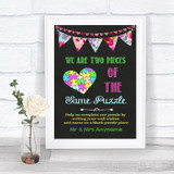 Bright Bunting Chalk Puzzle Piece Guest Book Personalized Wedding Sign