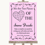 Pink Puzzle Piece Guest Book Personalized Wedding Sign