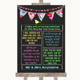 Bright Bunting Chalk Romantic Vows Personalized Wedding Sign