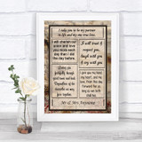 Vintage Romantic Vows Personalized Wedding Sign