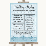 Blue Shabby Chic Rules Of The Wedding Personalized Wedding Sign