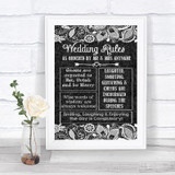 Dark Grey Burlap & Lace Rules Of The Wedding Personalized Wedding Sign
