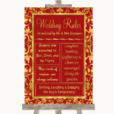 Red & Gold Rules Of The Wedding Personalized Wedding Sign