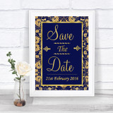 Blue & Gold Save The Date Personalized Wedding Sign