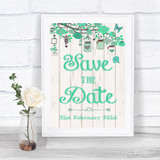 Green Rustic Wood Save The Date Personalized Wedding Sign