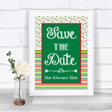 Red & Green Winter Save The Date Personalized Wedding Sign