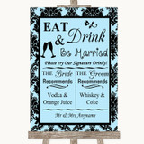 Sky Blue Damask Signature Favourite Drinks Personalized Wedding Sign