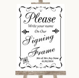 Black & White Signing Frame Guestbook Personalized Wedding Sign