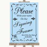 Blue Signing Frame Guestbook Personalized Wedding Sign