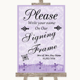 Lilac Shabby Chic Signing Frame Guestbook Personalized Wedding Sign