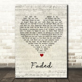 Alan Walker Faded Script Heart Song Lyric Wall Art Print