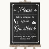 Chalk Style Take A Moment To Sign Our Guest Book Personalized Wedding Sign