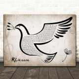 Fleetwood Mac Rhiannon Vintage Dove Bird Song Lyric Wall Art Print
