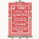 Red Winter Today I Marry My Best Friend Personalized Wedding Sign