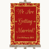 Red & Gold We Are Getting Married Personalized Wedding Sign