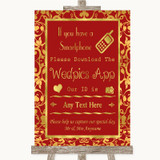 Red & Gold Wedpics App Photos Personalized Wedding Sign