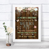 Rustic Floral Wood Wedpics App Photos Personalized Wedding Sign