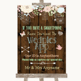 Rustic Floral Wood Wedpics App Photos Personalized Wedding Sign