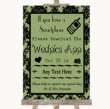 Sage Green Damask Wedpics App Photos Personalized Wedding Sign