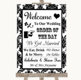 Black & White Damask Welcome Order Of The Day Personalized Wedding Sign