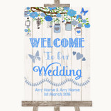 Blue Rustic Wood Welcome To Our Wedding Personalized Wedding Sign