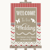 Red & Grey Winter Welcome To Our Wedding Personalized Wedding Sign