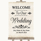 Shabby Chic Ivory Welcome To Our Wedding Personalized Wedding Sign