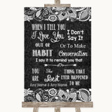 Dark Grey Burlap & Lace When I Tell You I Love You Personalized Wedding Sign
