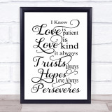 Love Is Patient Love Is Kind Quote Typogrophy Wall Art Print