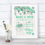 Green Rustic Wood Wishing Well Message Personalized Wedding Sign