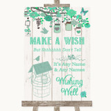 Green Rustic Wood Wishing Well Message Personalized Wedding Sign