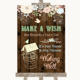 Rustic Floral Wood Wishing Well Message Personalized Wedding Sign