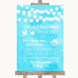 Aqua Sky Blue Watercolour Lights Pick A Prop Photobooth Wedding Sign