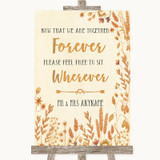 Autumn Leaves Informal No Seating Plan Personalized Wedding Sign