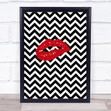 Lips On Zig Zags Decorative Wall Art Print